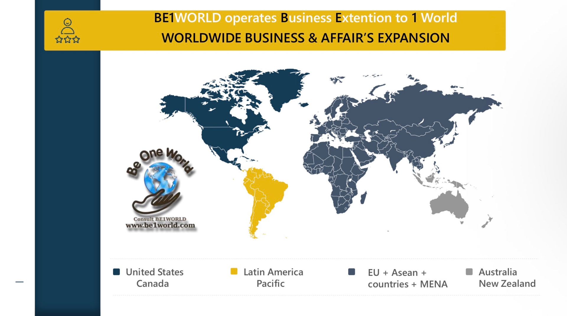 Worldwide business & affairs expansion map